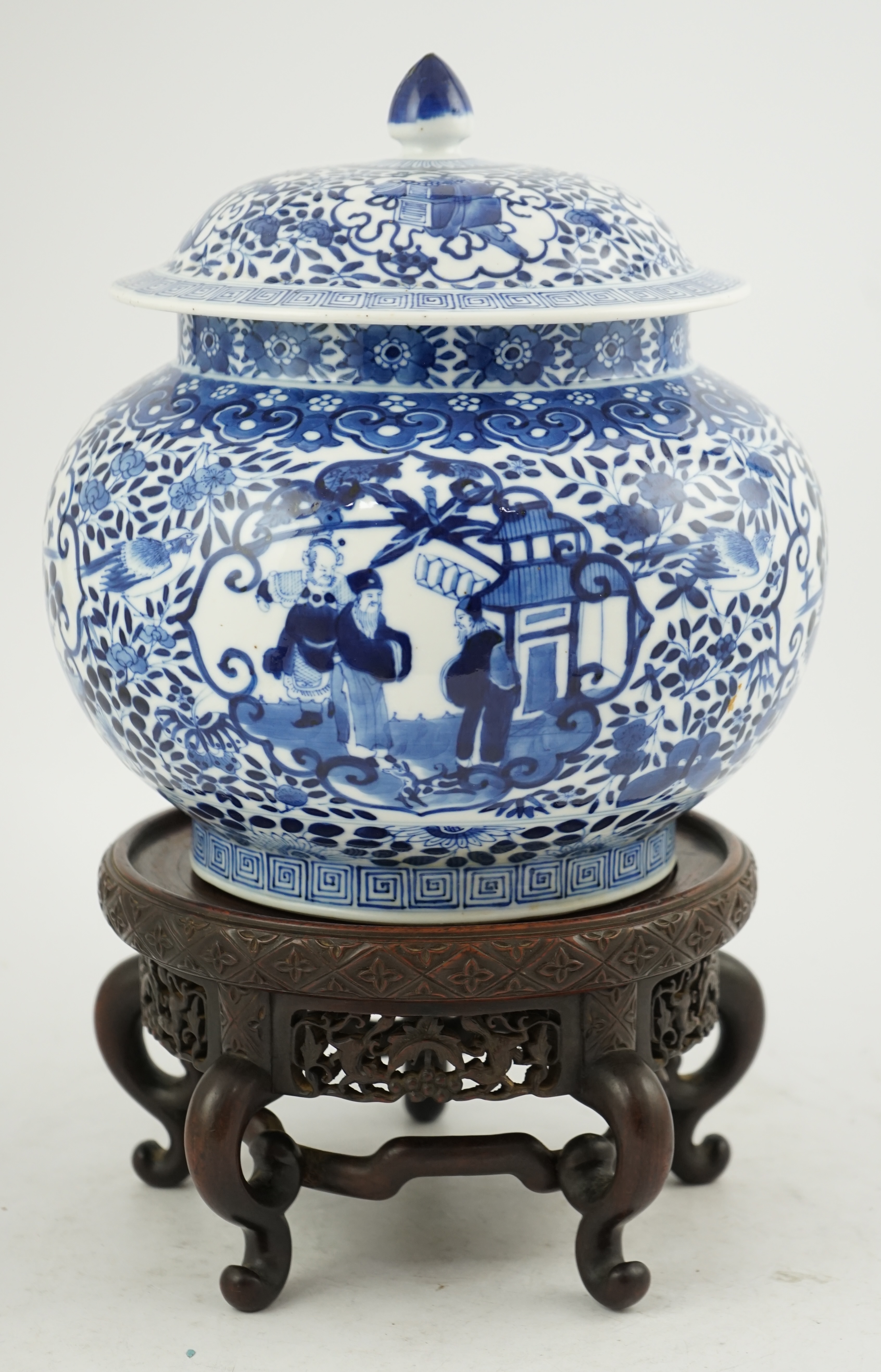 A Chinese blue and white jar and cover, Shunzhi mark but Guangxu period